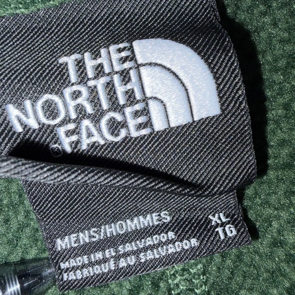 The North Face Mens XL Green Waffle Knit Quarter Zip Fleece Pullover Sweater